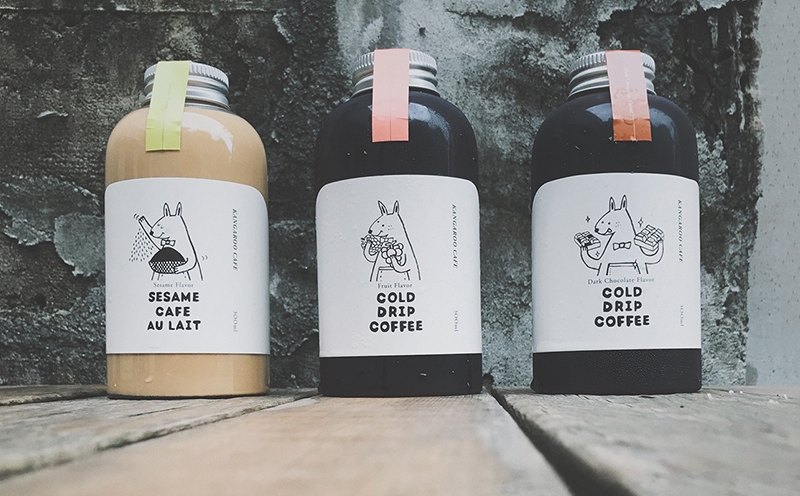 咖啡包裝設(shè)計，黑巧克力、水果風(fēng)味、芝麻歐蕾三種不同的系列包裝瓶設(shè)計