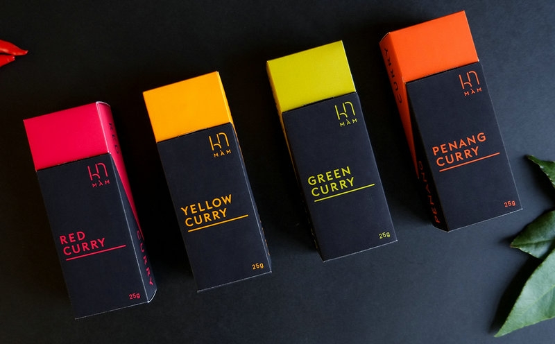 咖喱包裝設計，把制作泰國咖喱的所有主要原料打包成一個包裝