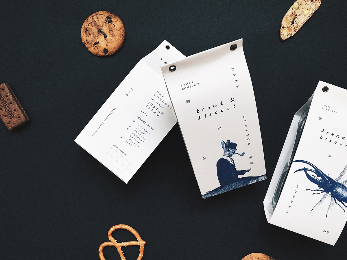 概念化早餐，面包與餅干食品飲料包裝設計